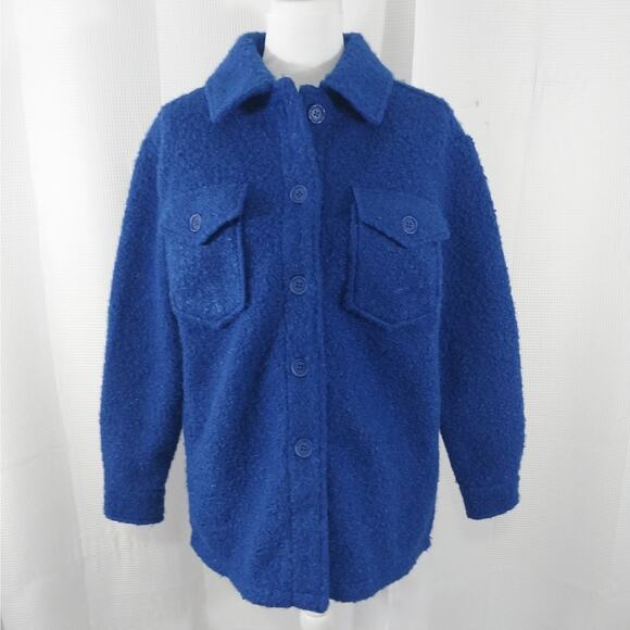 NWT! AUTRES FILLES! ROYAL BLUE BOUCLE KNIT, BOILED WOOL LOOK JACKET, COAT! SZ XS - Picture 2 of 9